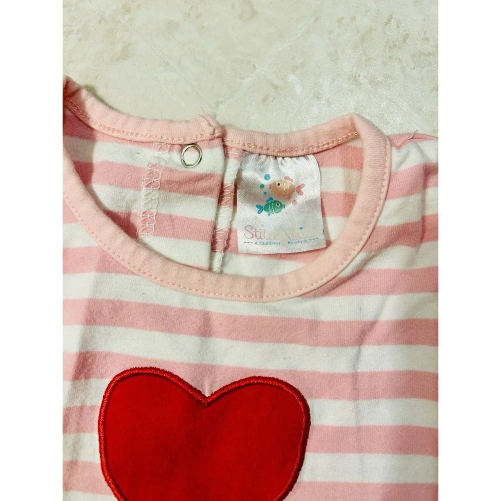Stitchy Fish Heart Pink Striped Bubble Size 2t Valentine's‎ Day
